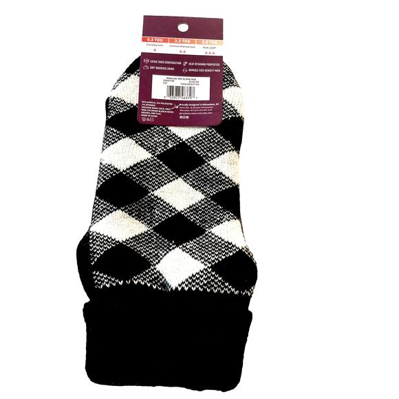 Muk Luks Slipper Socks Thermal Black White New with Tags - Picture 4 of 6